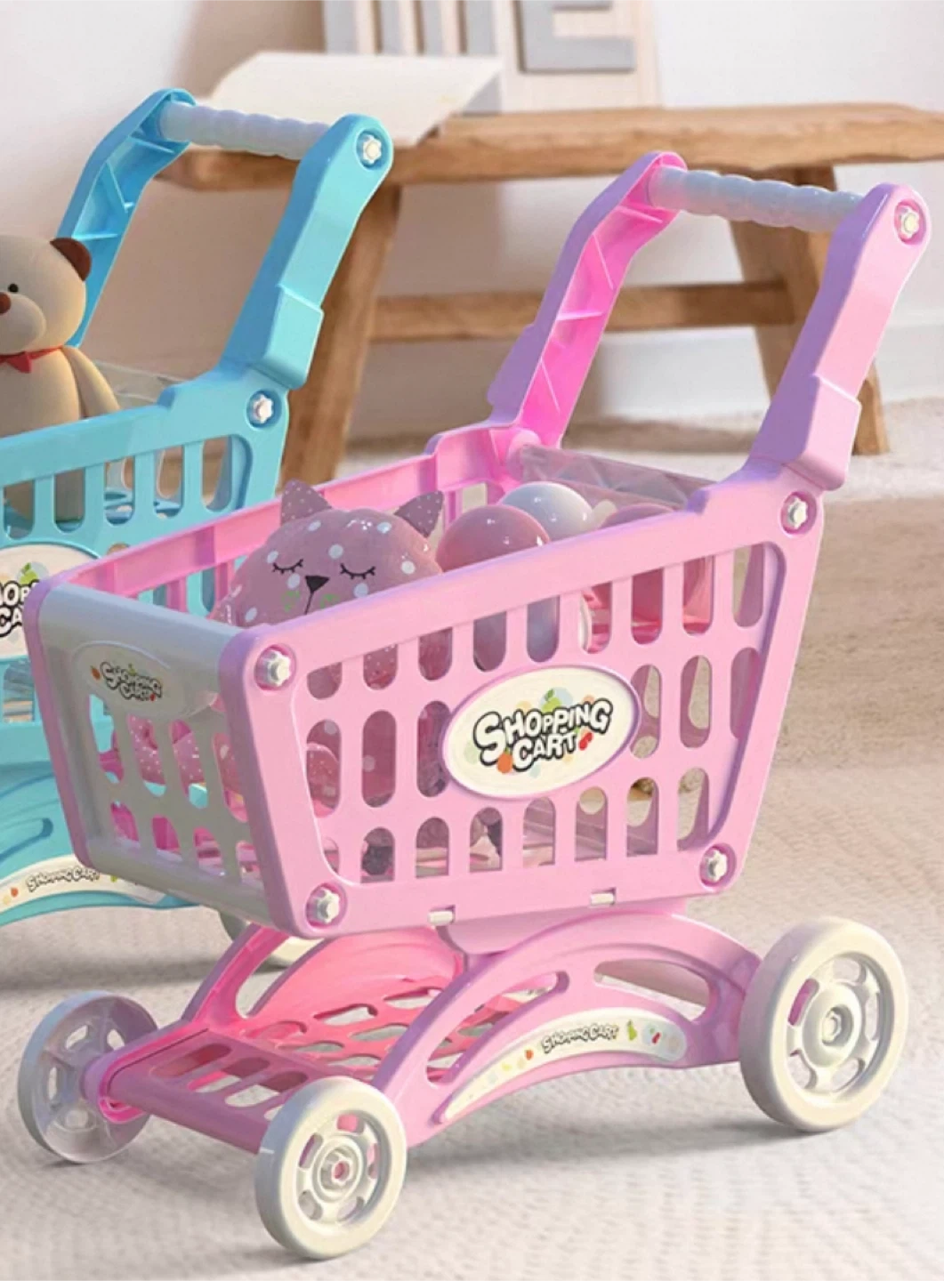 Kids Pink Shopping Cart Toy .   New - photo 2