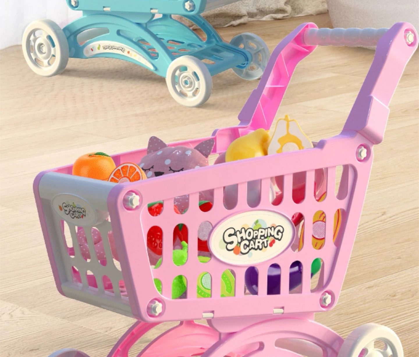 Kids Pink Shopping Cart Toy .   New