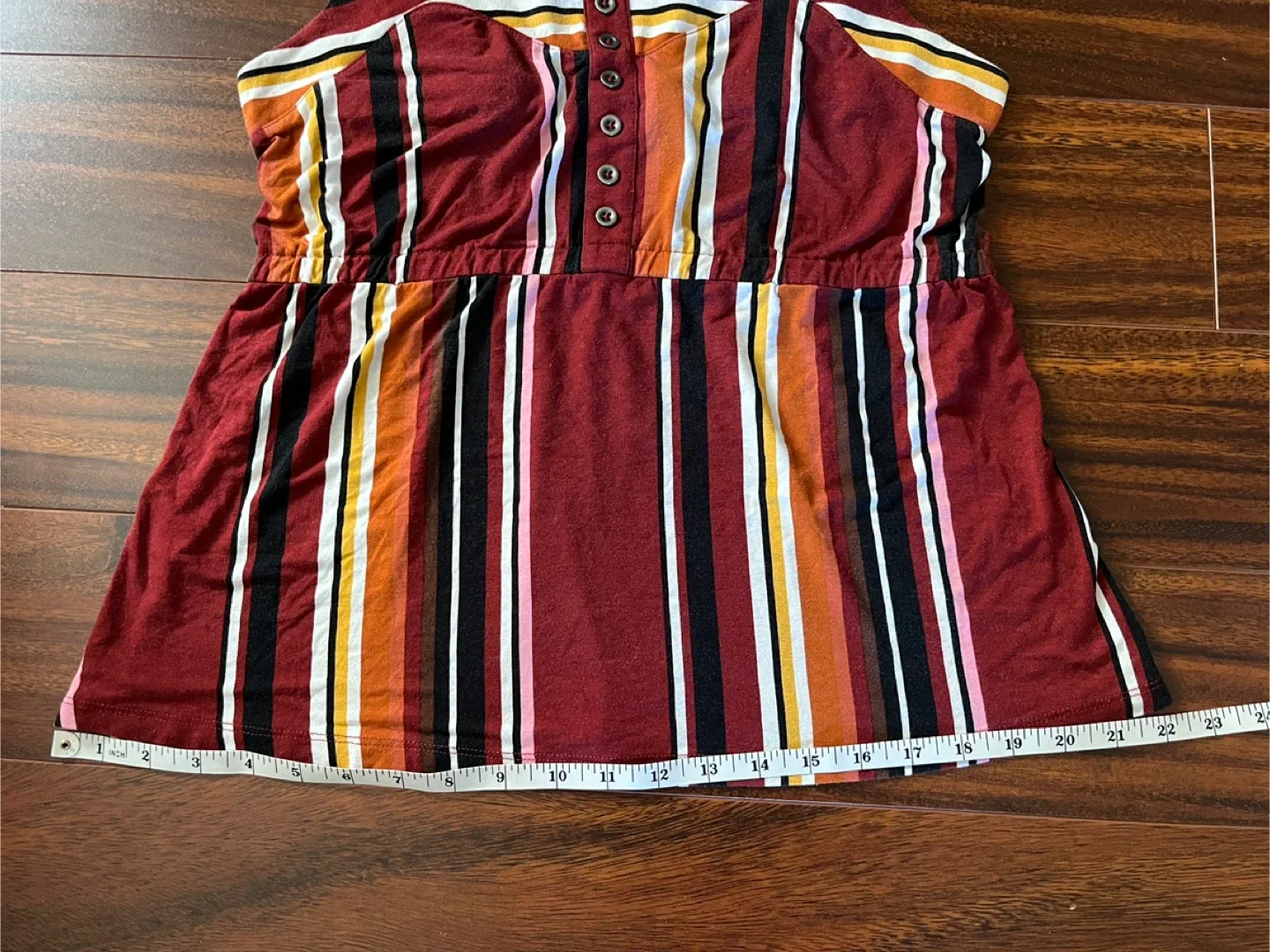 Ricki’s women’s medium tank top, burgundy multi-colour striped image indicator(6)