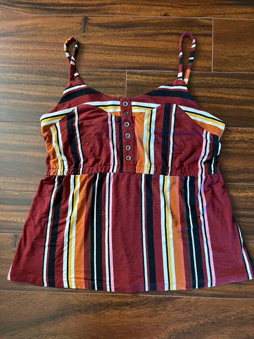 Ricki’s women’s medium tank top, burgundy multi-colour striped thumbnail