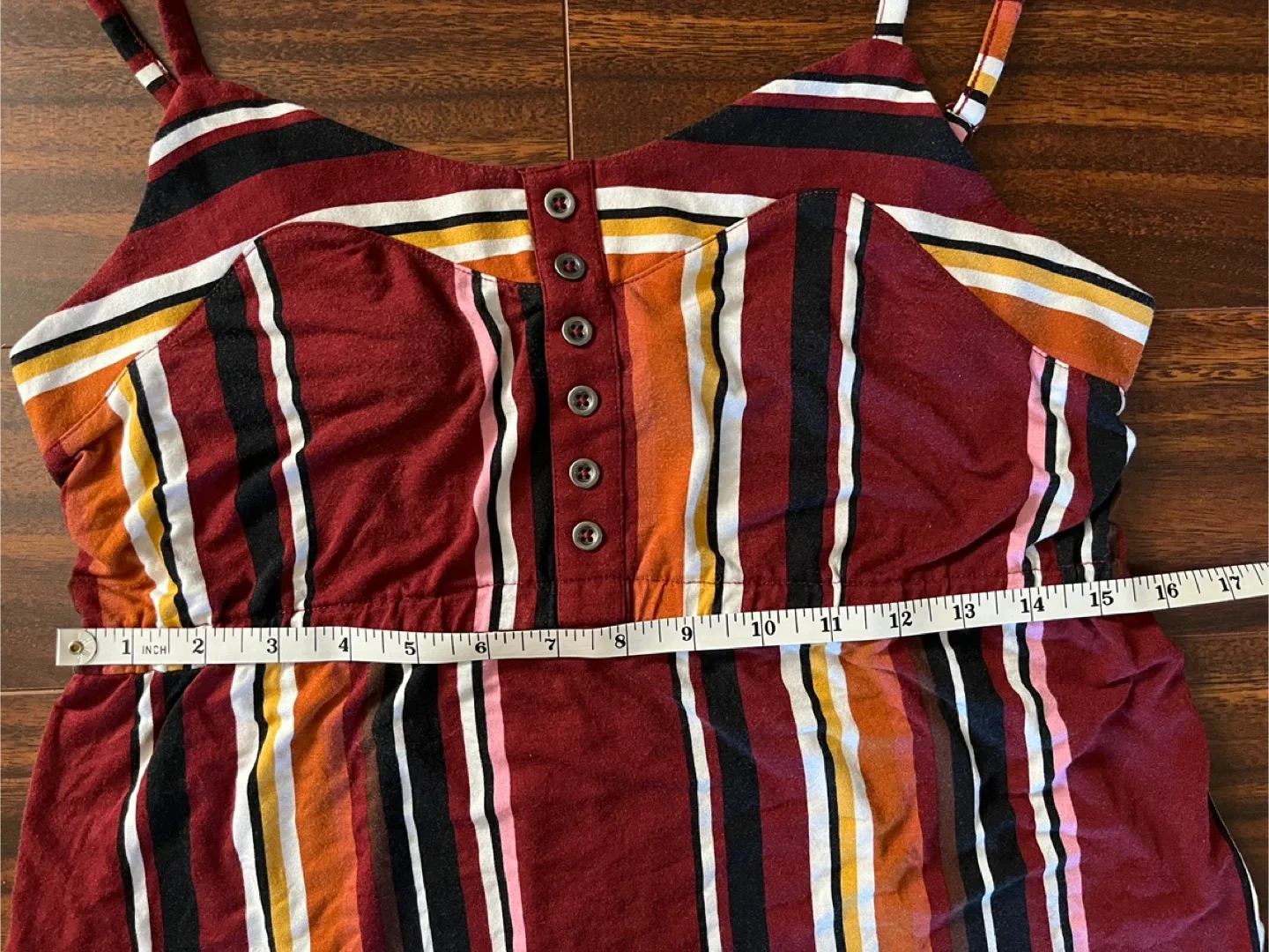 Ricki’s women’s medium tank top, burgundy multi-colour striped image indicator(4)