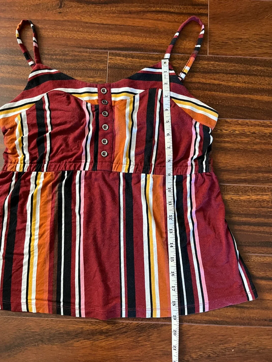 Ricki’s women’s medium tank top, burgundy multi-colour striped image indicator(5)