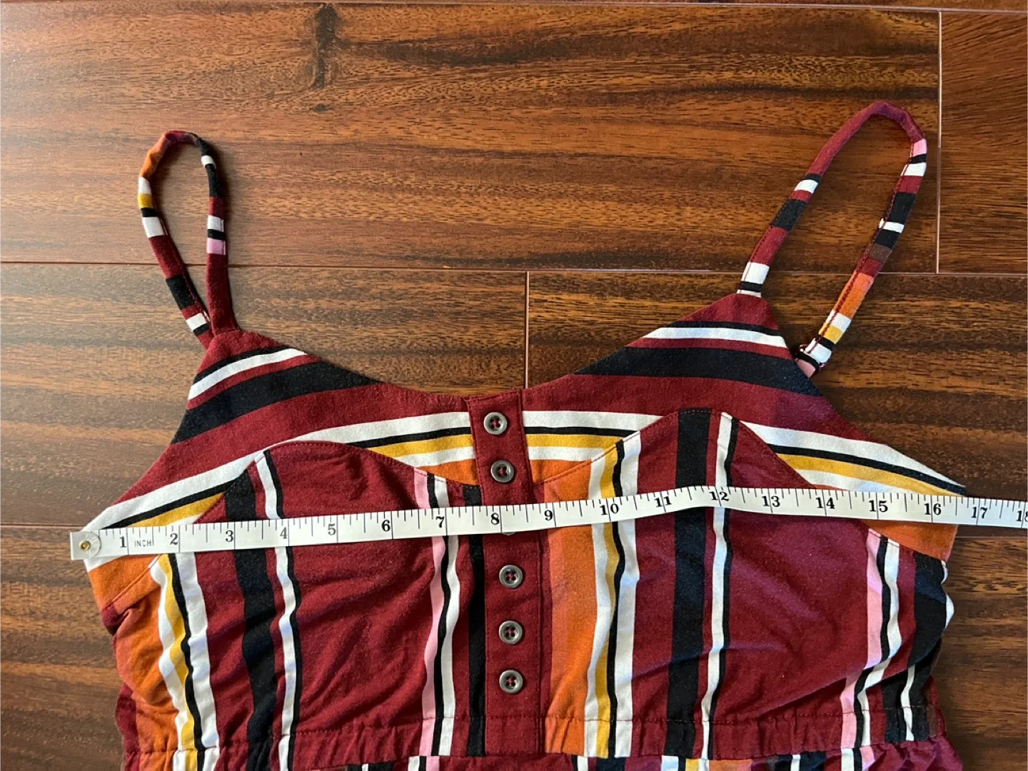 Ricki’s women’s medium tank top, burgundy multi-colour striped image indicator(3)