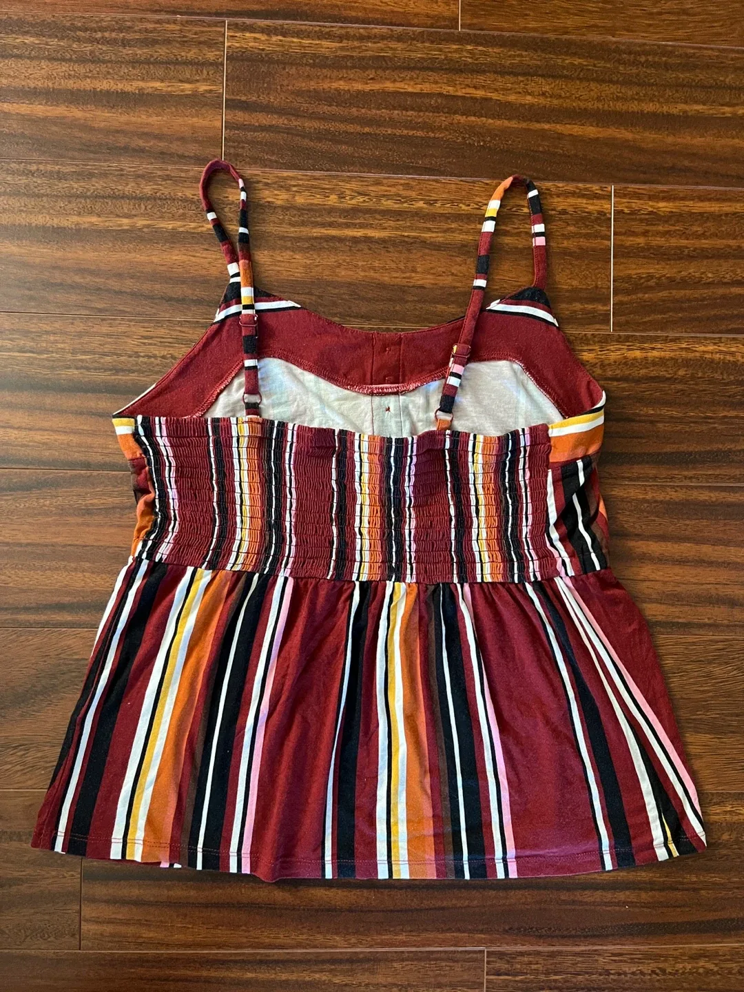 Ricki’s women’s medium tank top, burgundy multi-colour striped image indicator(9)