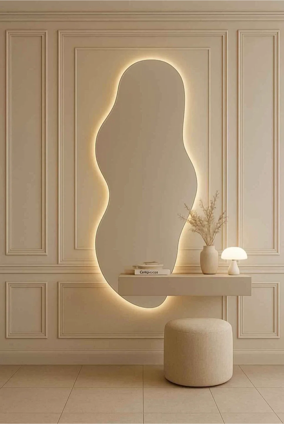 Asymmetrical Mirror with LED lights image indicator(2)