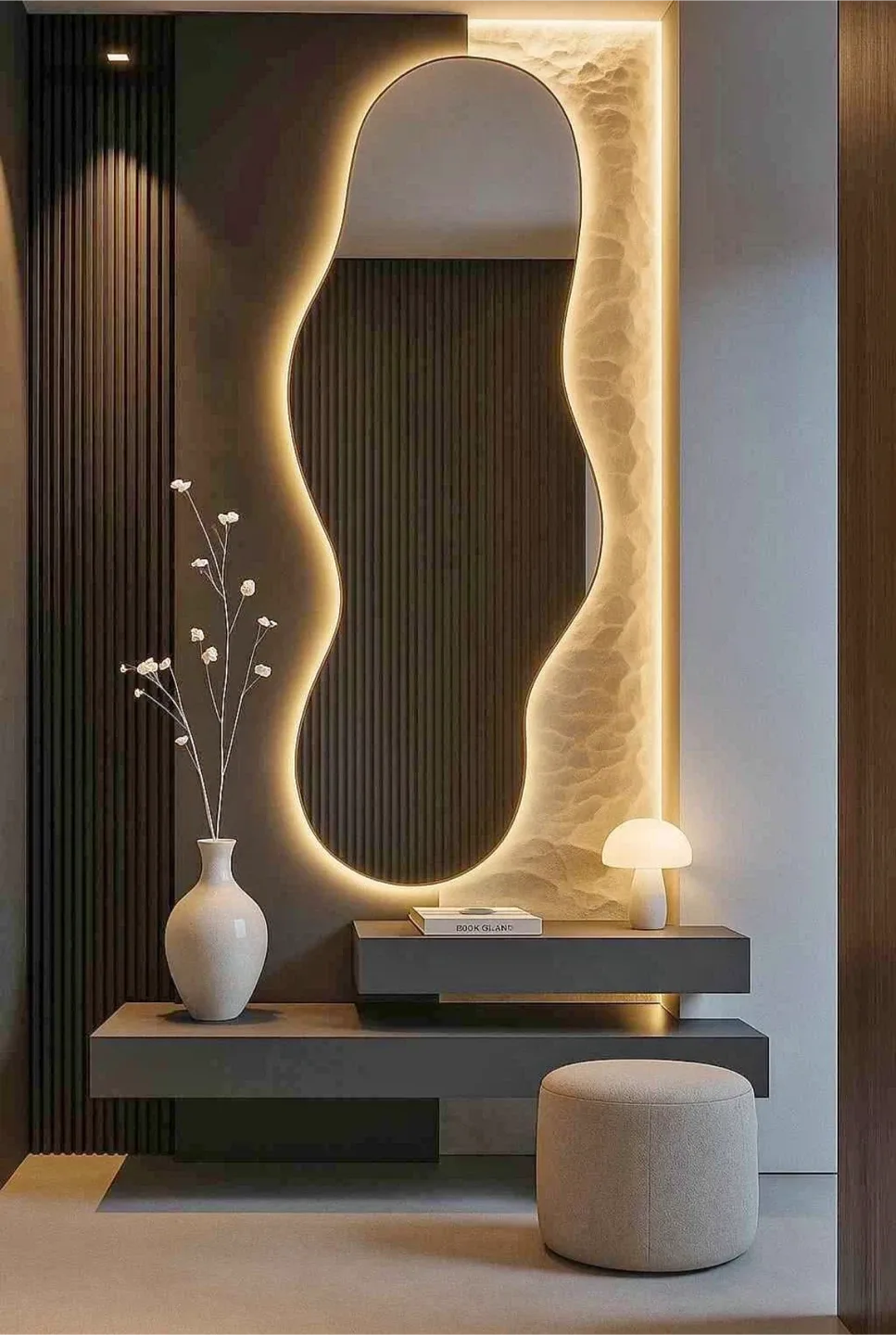 Asymmetrical Mirror with LED lights image indicator(3)