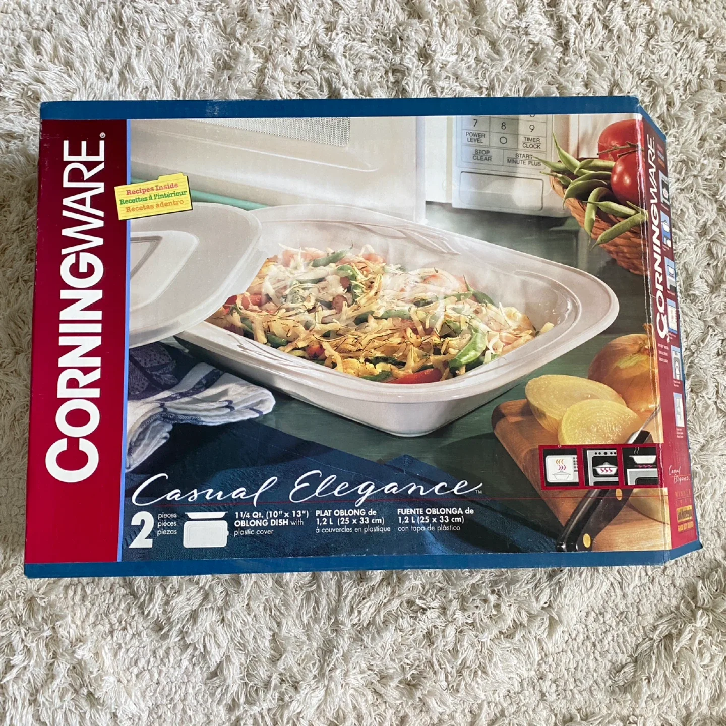 NEW Corningware 1.25 qt. Oblong Dish w/Plastic Lid thumbnail