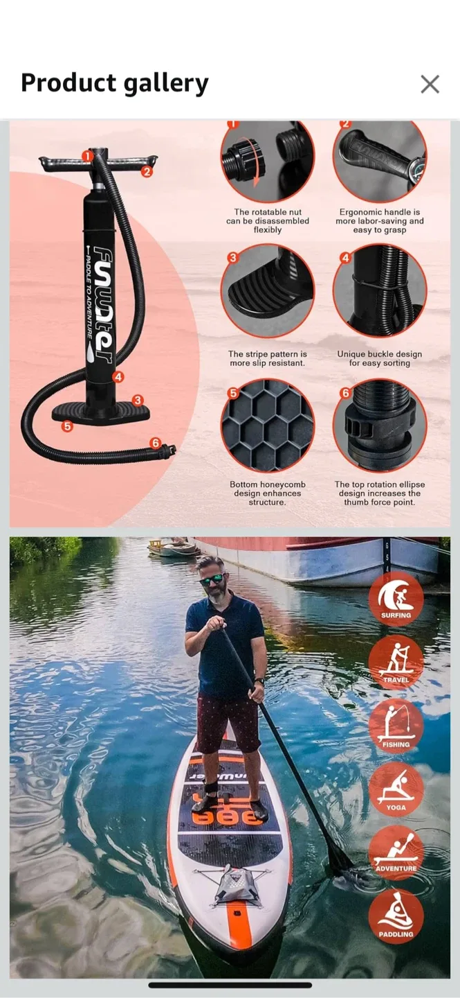 New FunWater 11' x 33" x 6" Inflatable Stand Up Paddle Board image indicator(5)