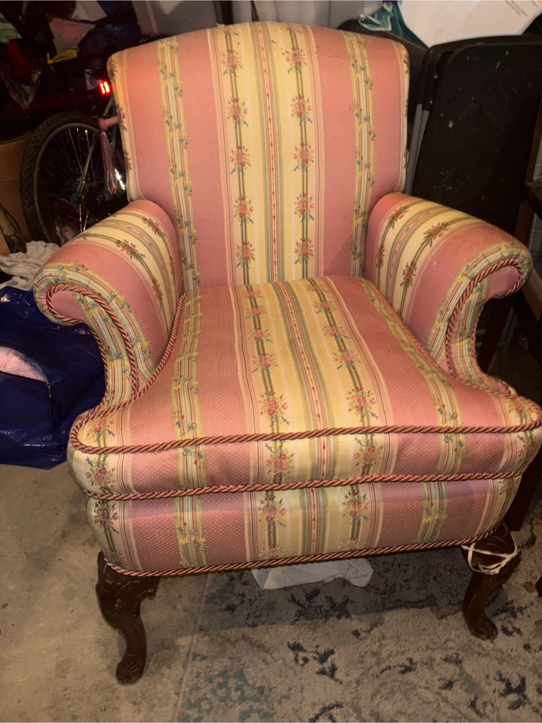 1 antique chair . 1 damaged leg