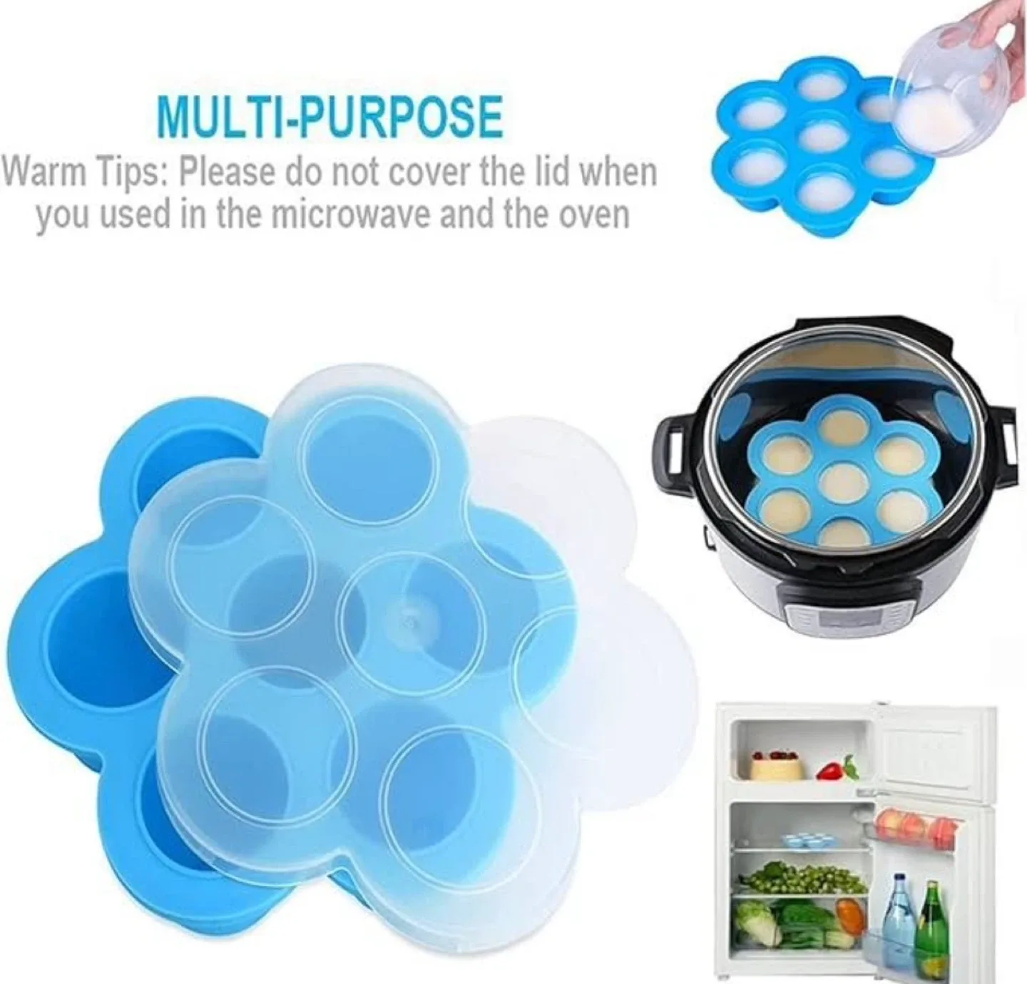 Egg Bite Silicone Mold, with Lid (Blue) image indicator(5)