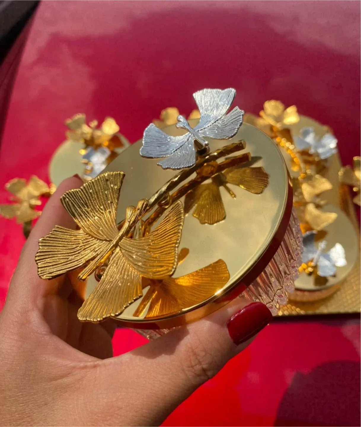 Gold Butterfly Candy/Nut Serving Set image indicator(4)