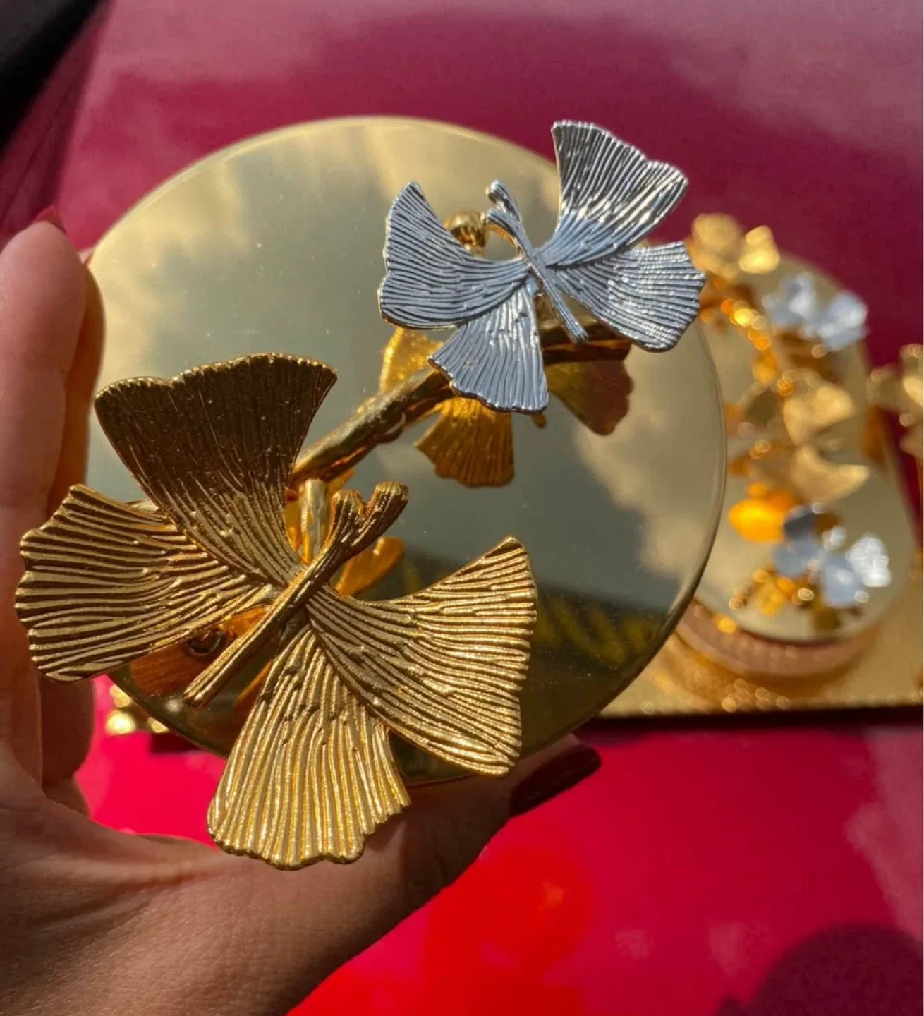 Gold Butterfly Candy/Nut Serving Set image indicator(2)