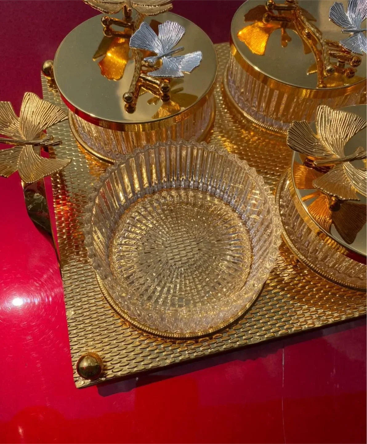 Gold Butterfly Candy/Nut Serving Set image indicator(5)