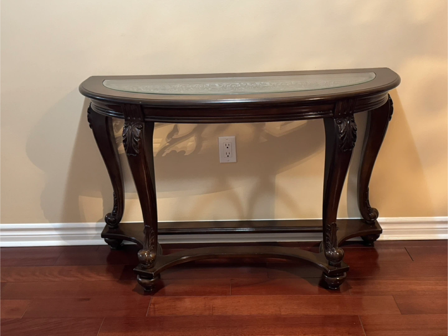 Dark Wood Half-Moon Console Table - photo 3