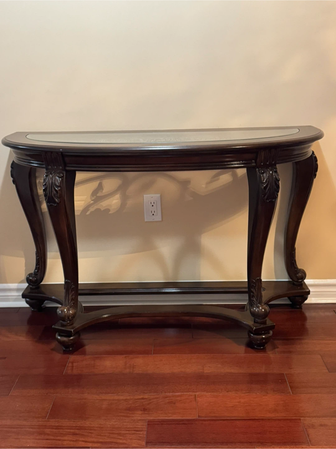 Dark Wood Half-Moon Console Table - photo 2
