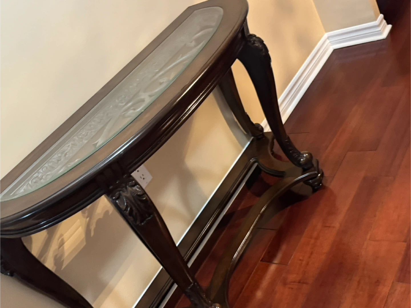 Dark Wood Half-Moon Console Table - photo 5