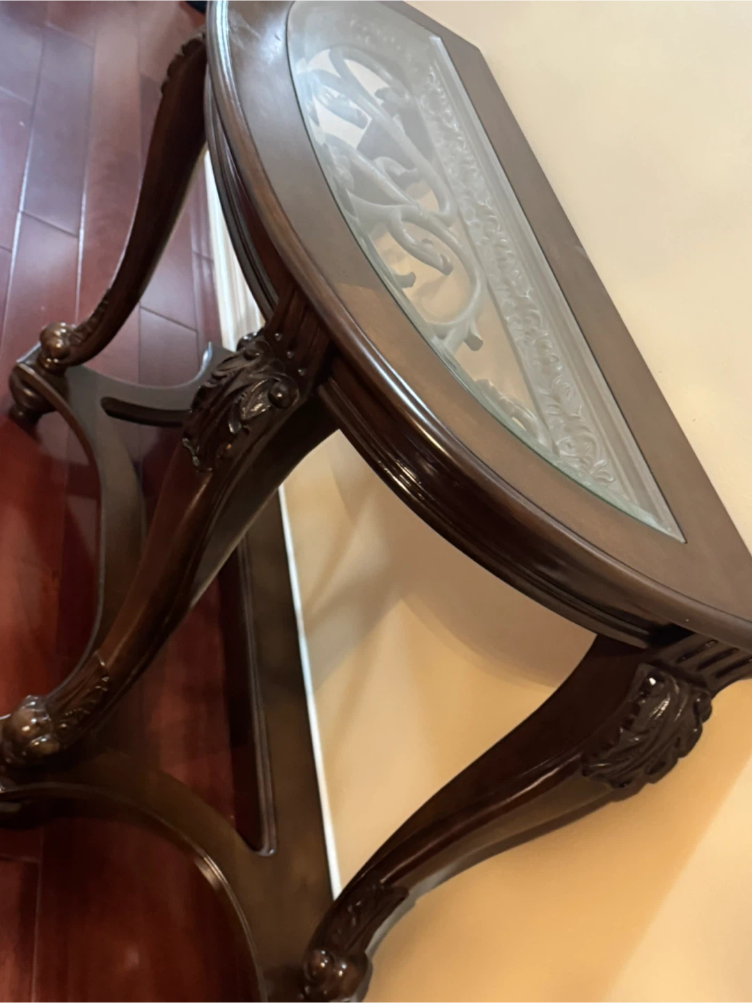 Dark Wood Half-Moon Console Table - photo 4