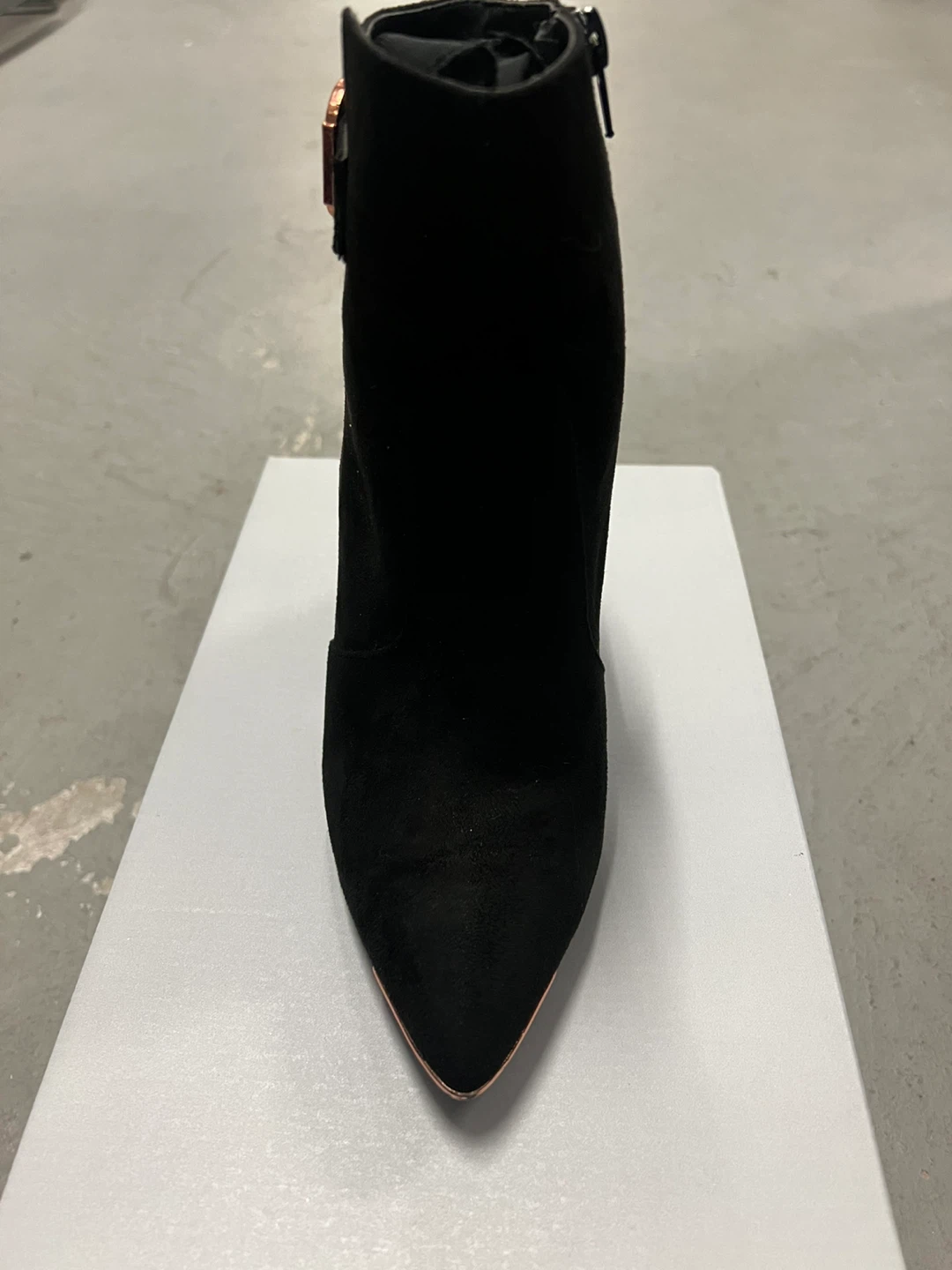Black Ankle Boots with Rose Gold Detail