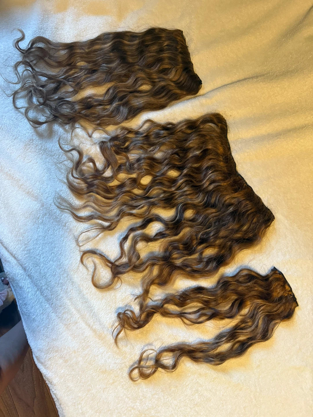 Brown Curly Human Hair Sew In Weft