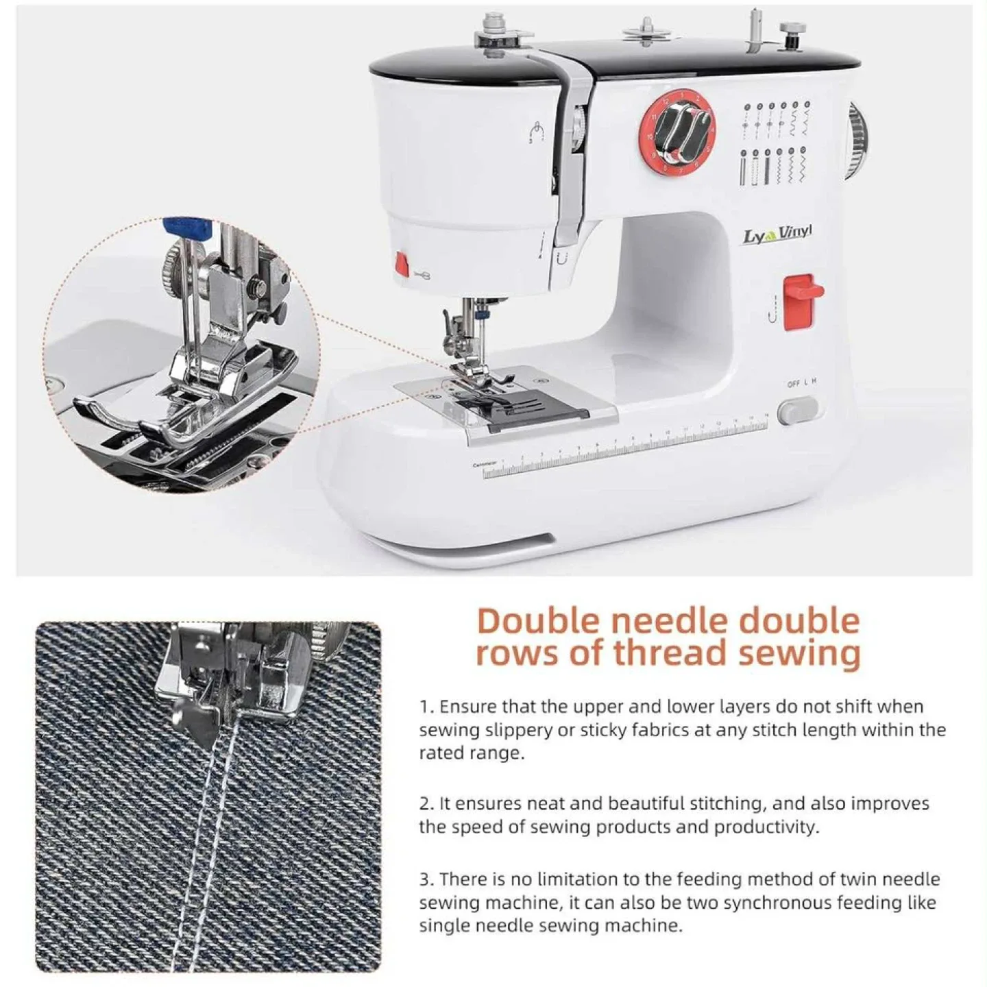 Sewing Machine for Beginners- Lya Vinyl Portable image indicator(5)