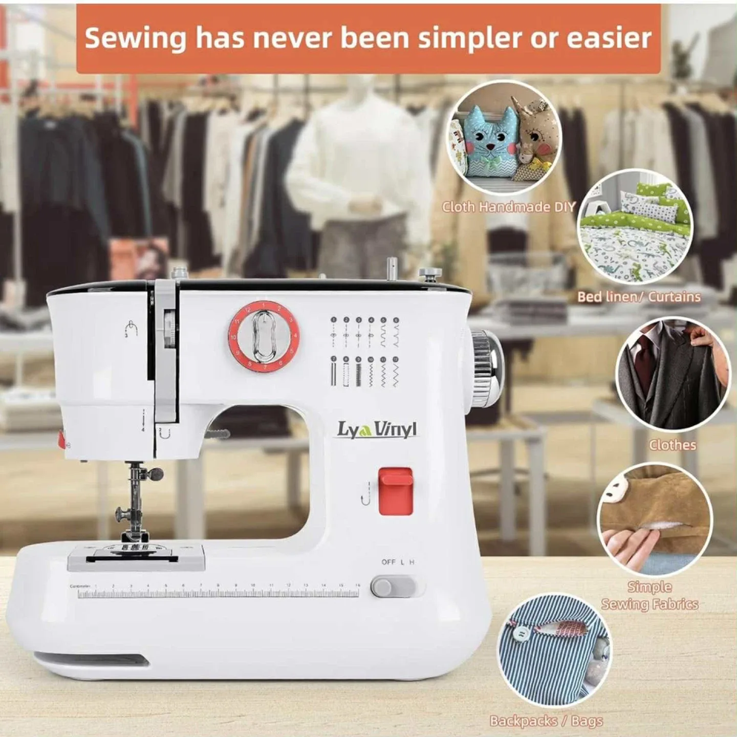 Sewing Machine for Beginners- Lya Vinyl Portable image indicator(4)