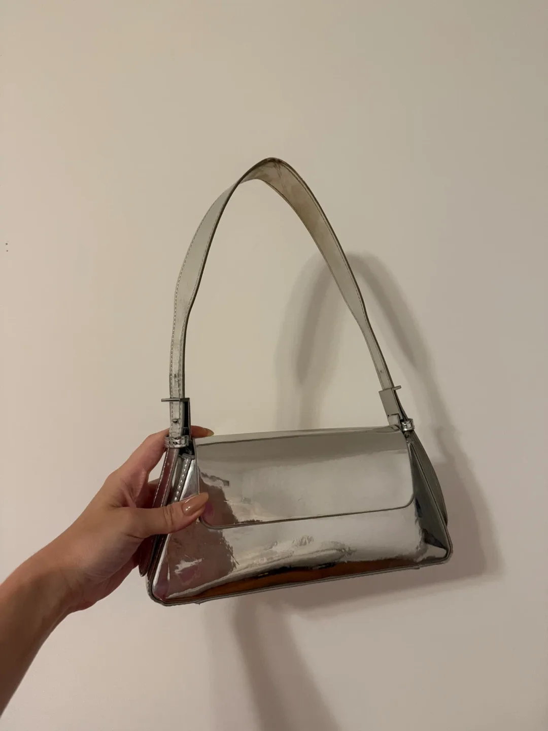 Silver Metallic Shoulder Bag