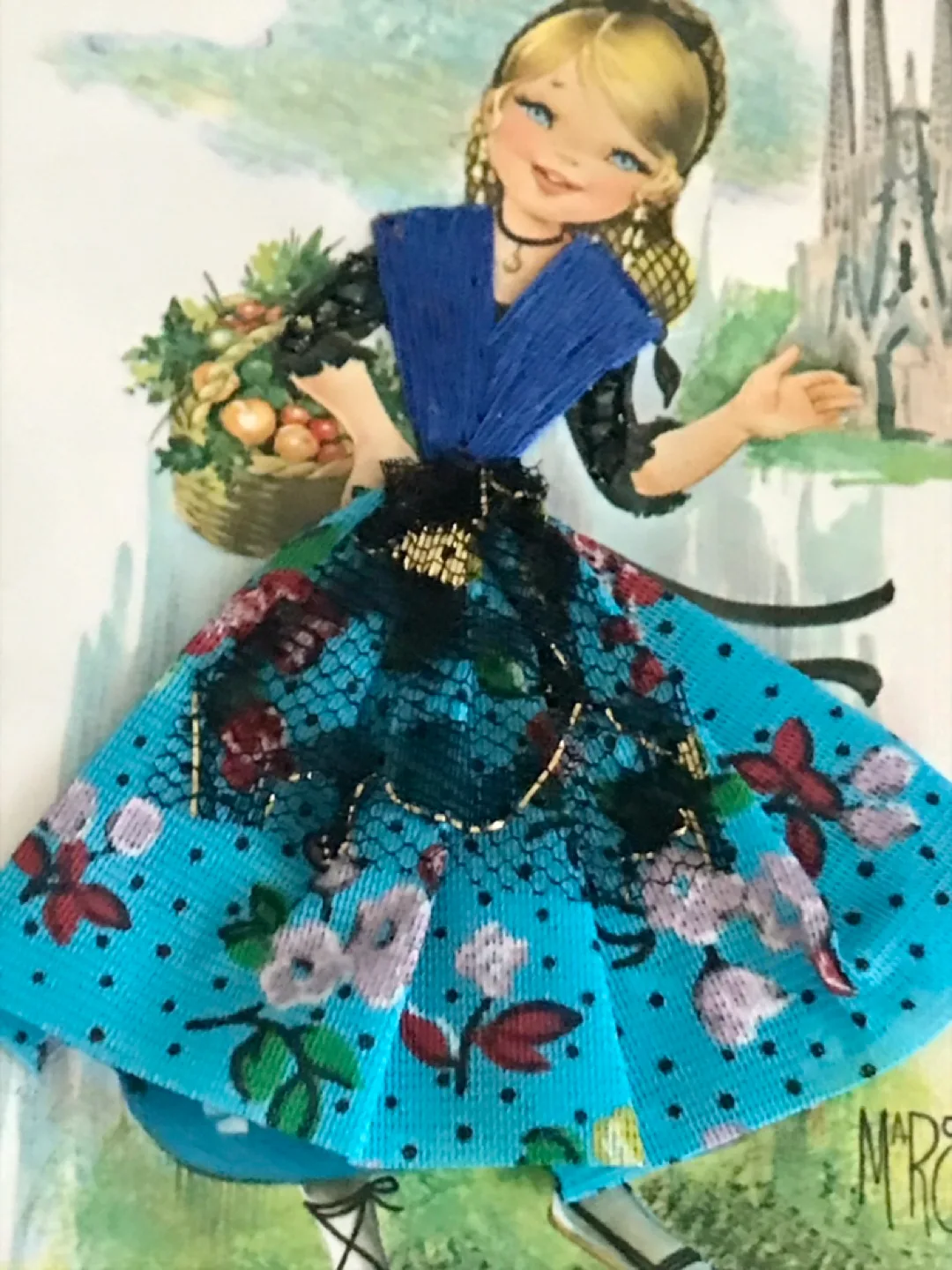 Barcelona 3D Greeting Card (blank)- with Fabric Dress image indicator(3)