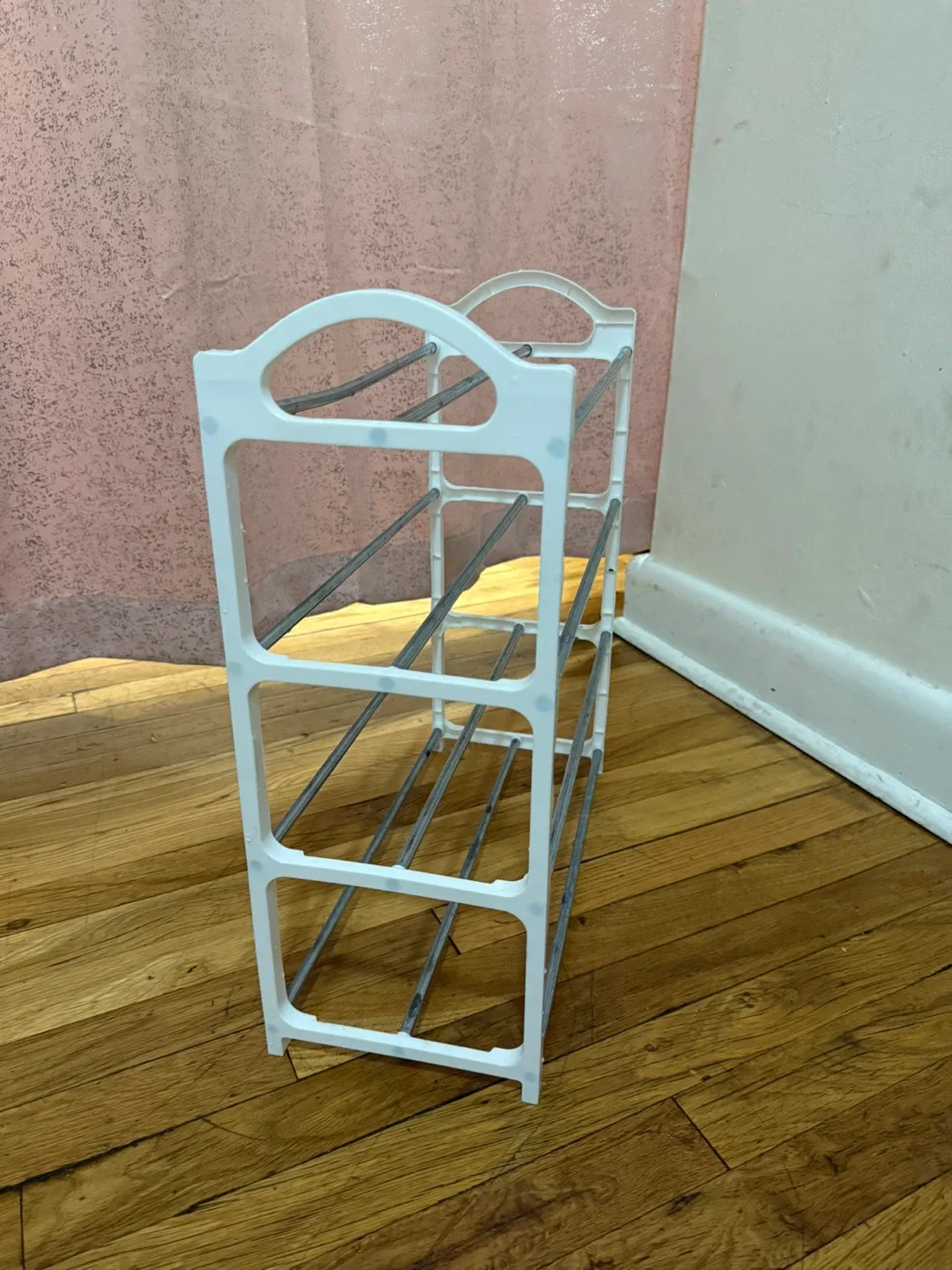 White Plastic 4-Tier Shoe Rack image indicator(3)