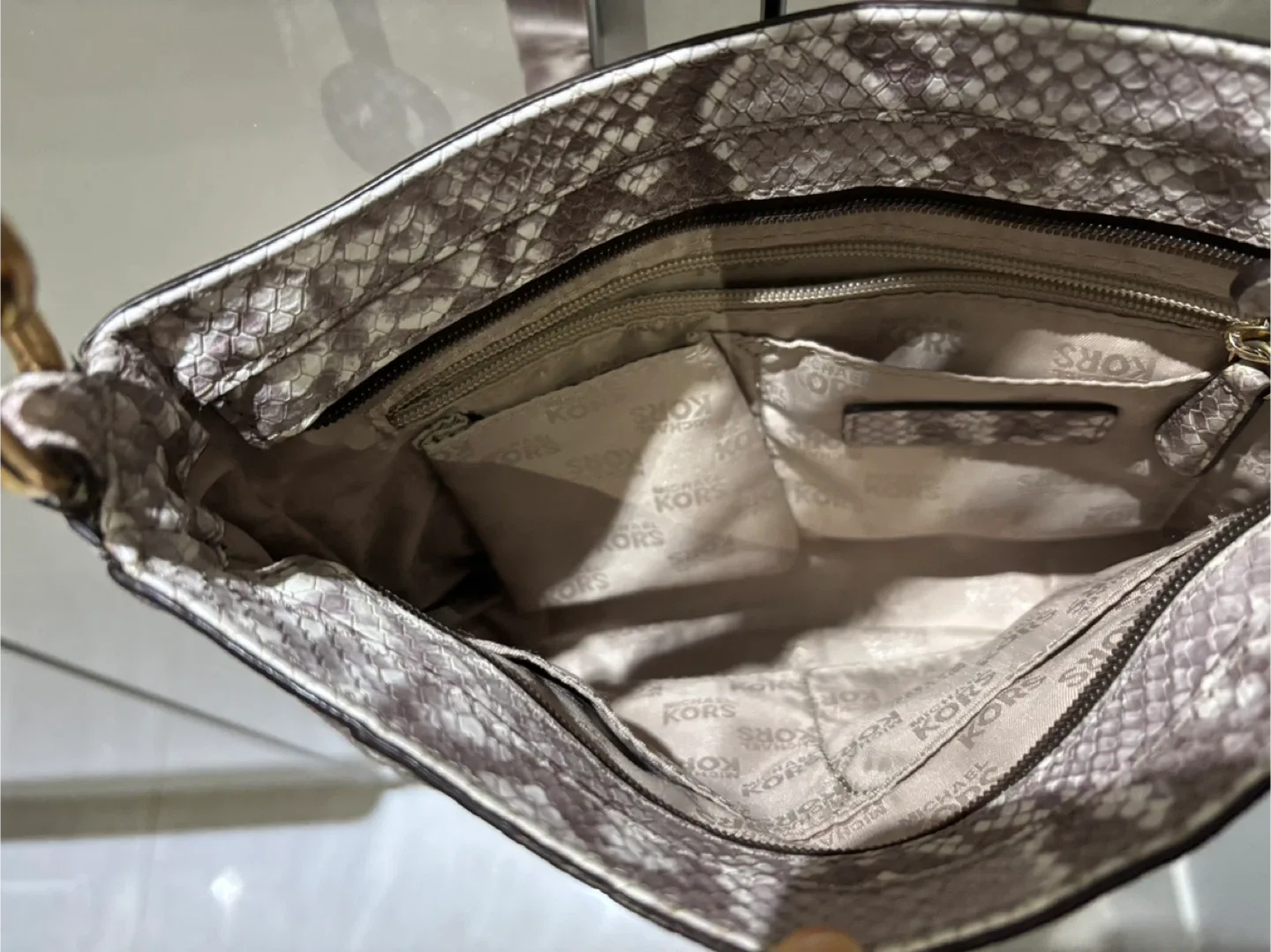 Michael Kors Snakeskin Shoulder Bag image indicator(3)