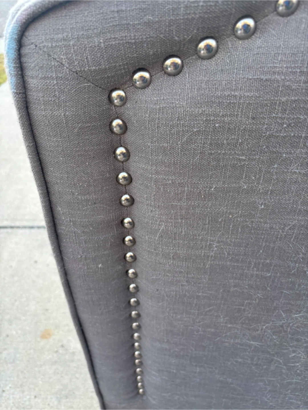 King size Upholstered Headboard - Grey with Nailhead Trim - photo 3