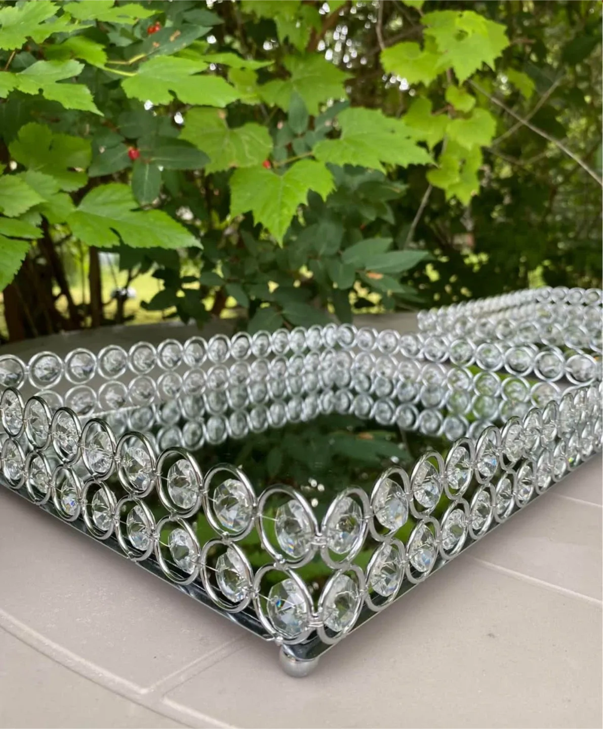 Decorative Mirrored Tray with Crystal Accents image indicator(3)