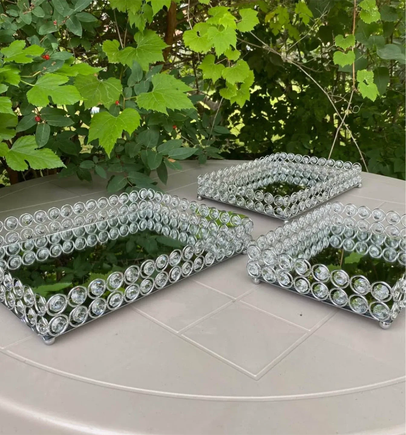 Decorative Mirrored Tray with Crystal Accents image indicator(4)