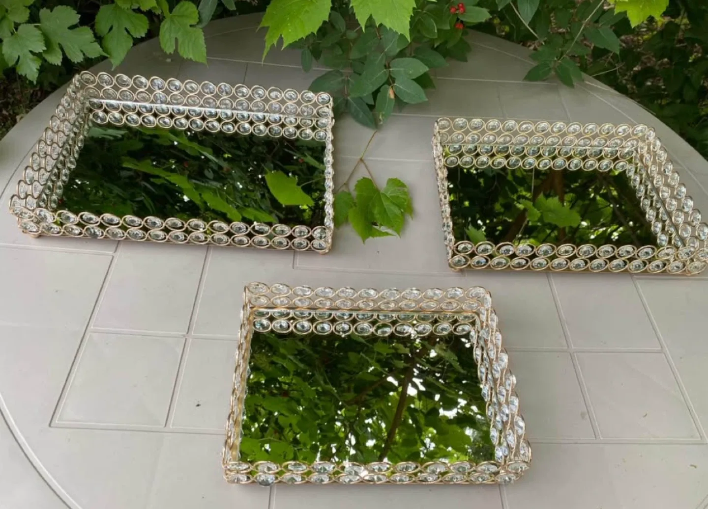 Gold Color Decorative Crystal Vanity Tray image indicator(3)