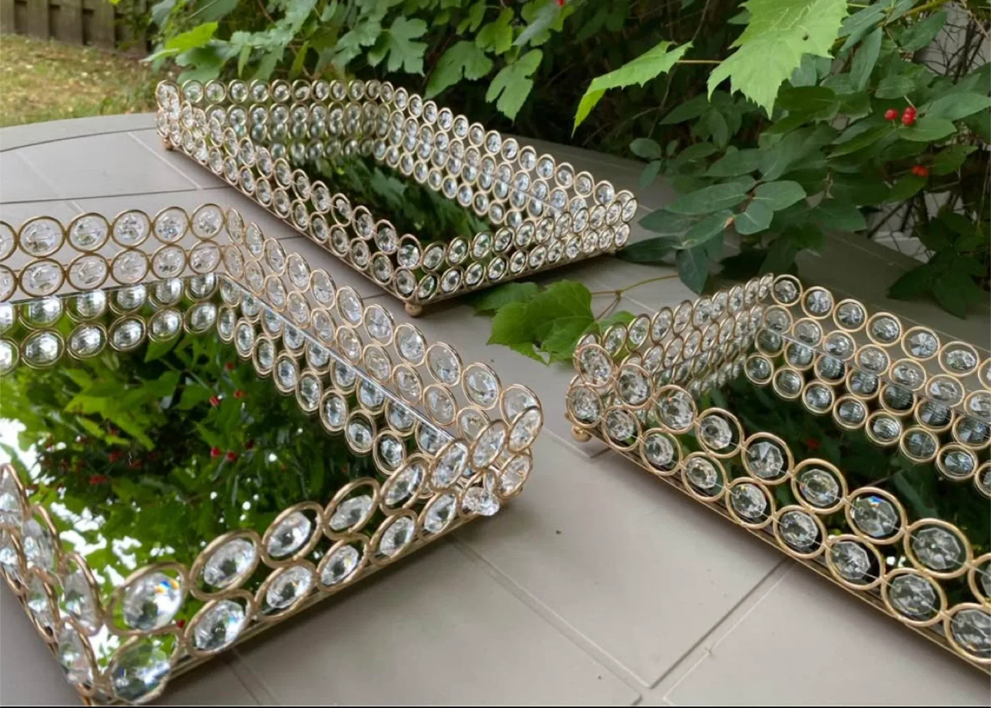 Gold Color Decorative Crystal Vanity Tray image indicator(2)