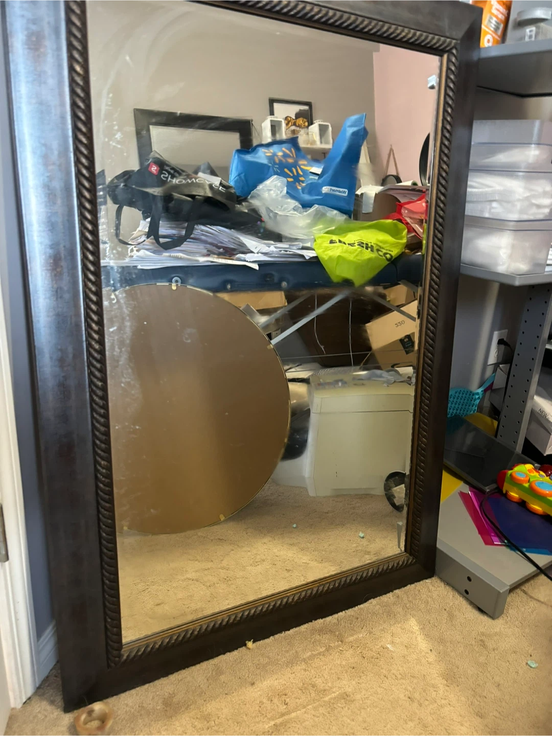Framed Wall Mirror with Rope Detail