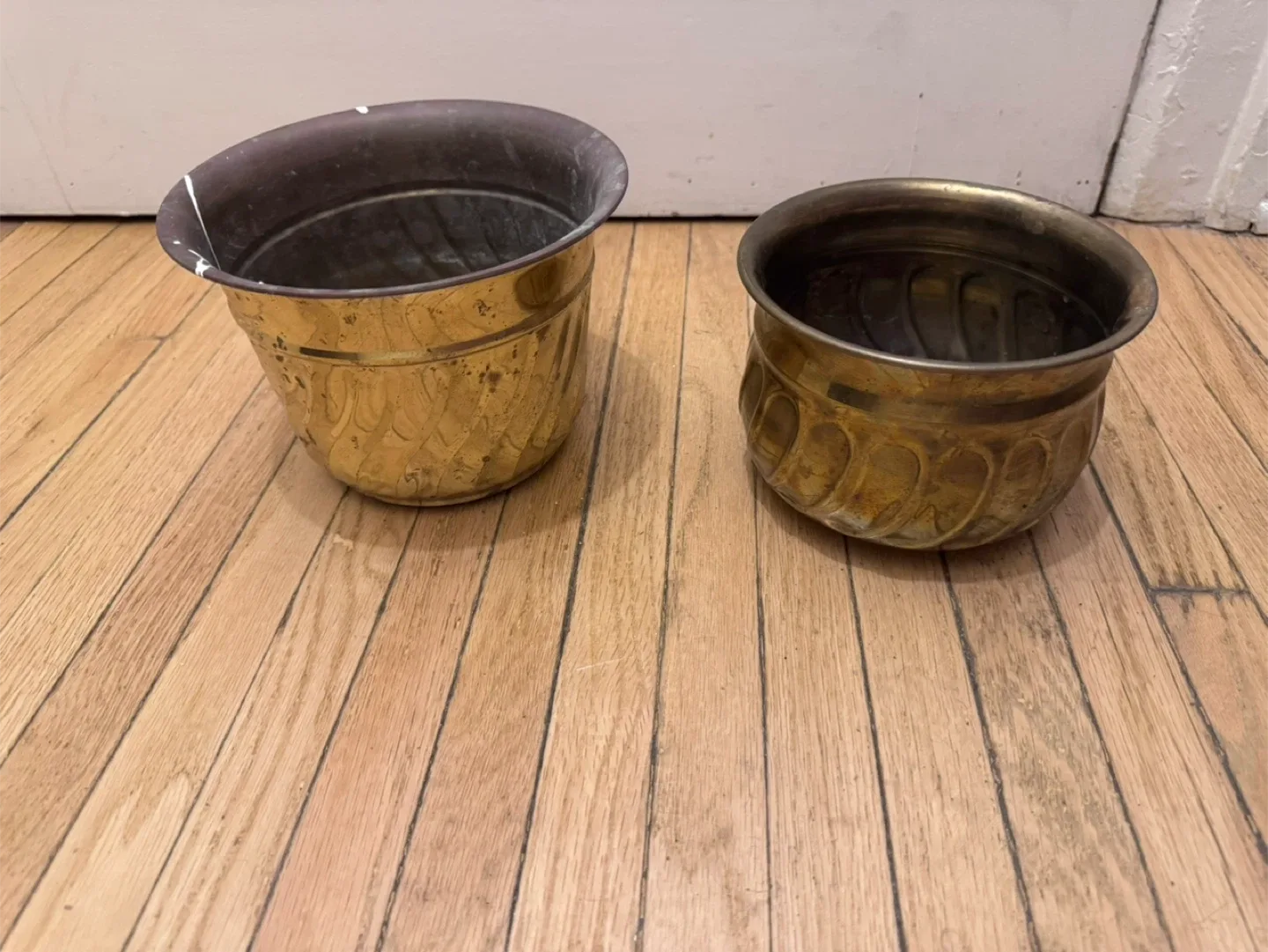 2 Vintage Brass Pot 8” thumbnail