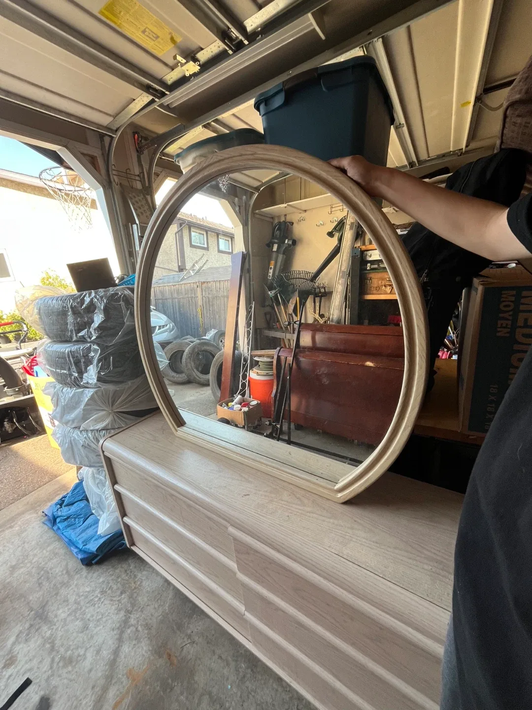 Light Wood Dresser with Mirror and armoire image indicator(4)