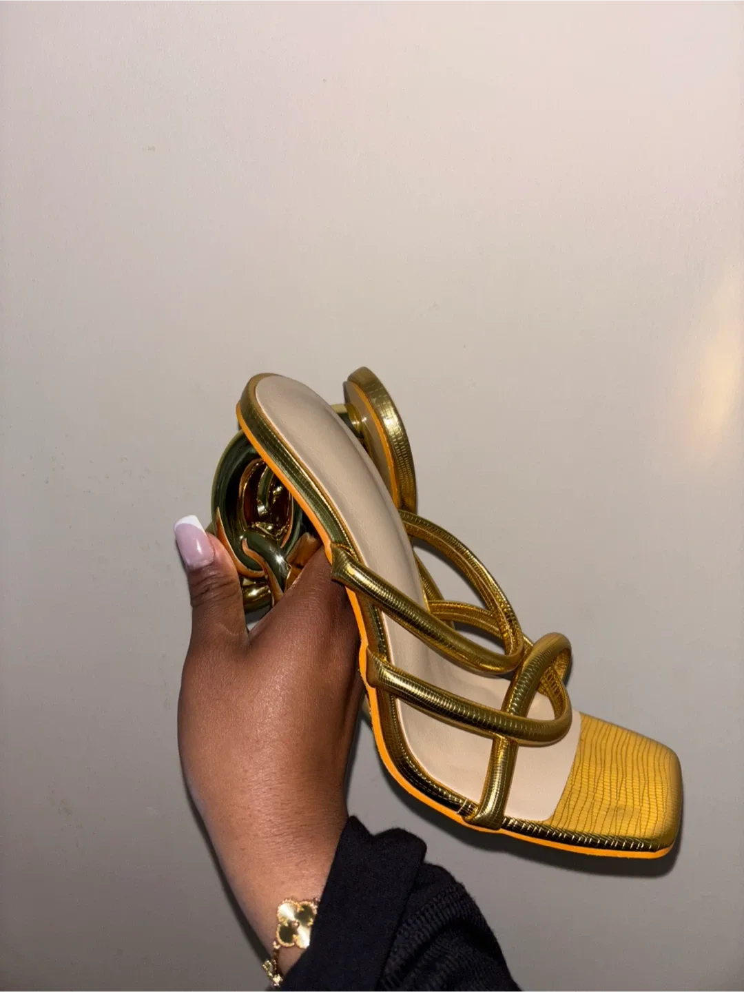 Gold Chain Heel Sandals thumbnail
