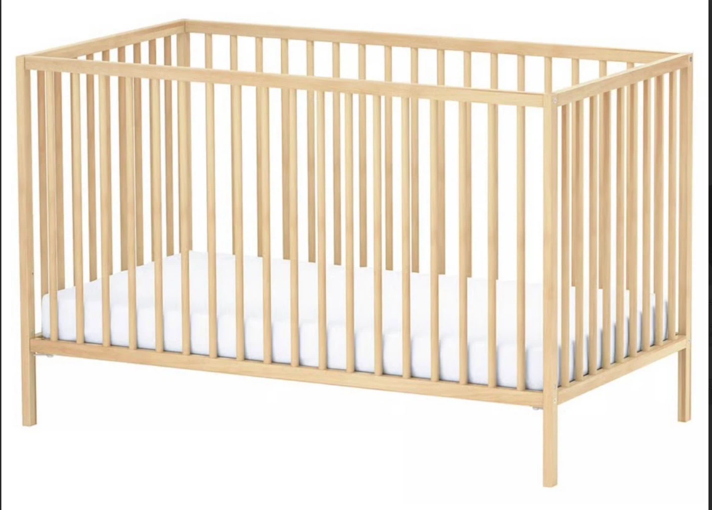 IKEA Gulliver Crib - Natural Wood + Mattress and sheets