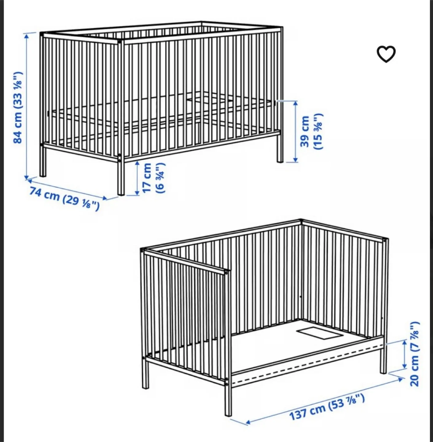 IKEA Gulliver Crib - Natural Wood + Mattress and sheets image indicator(3)
