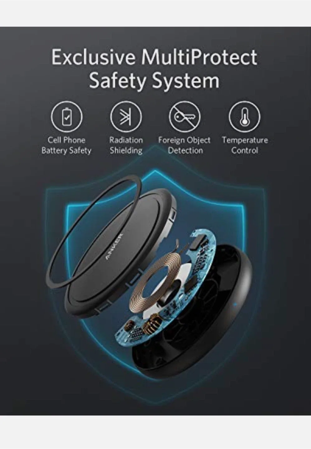 ANKER WIRELESS CHARGER POWERWAVE II PAD 15W MAX BLACK image indicator(4)