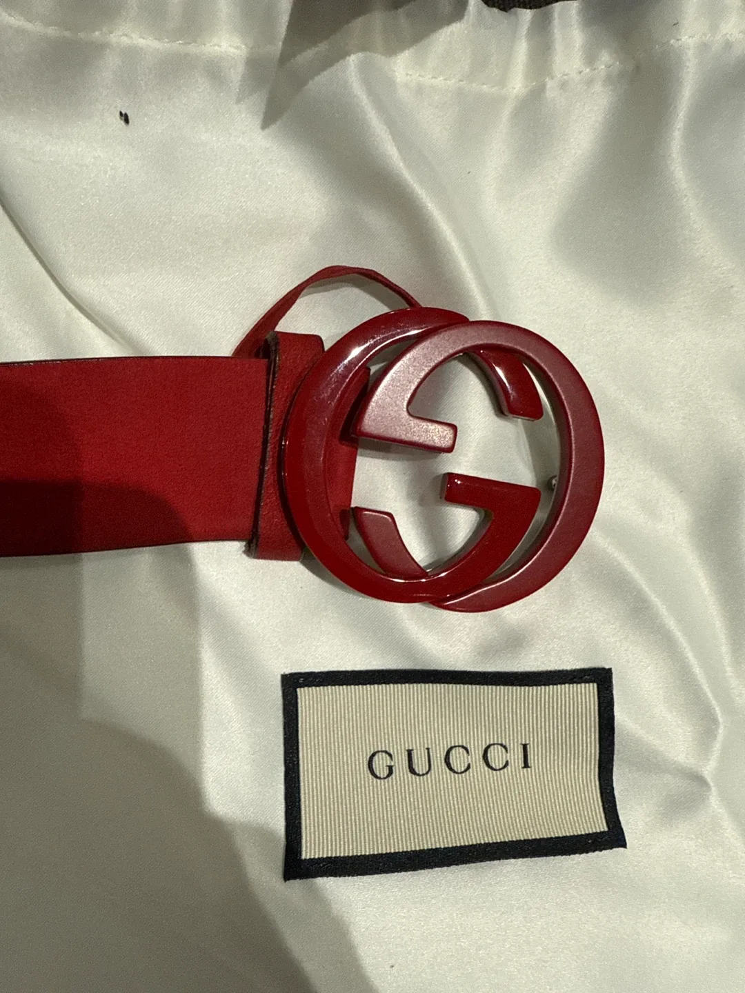 Gucci Red Leather Belt Size 105-42 image indicator(5)