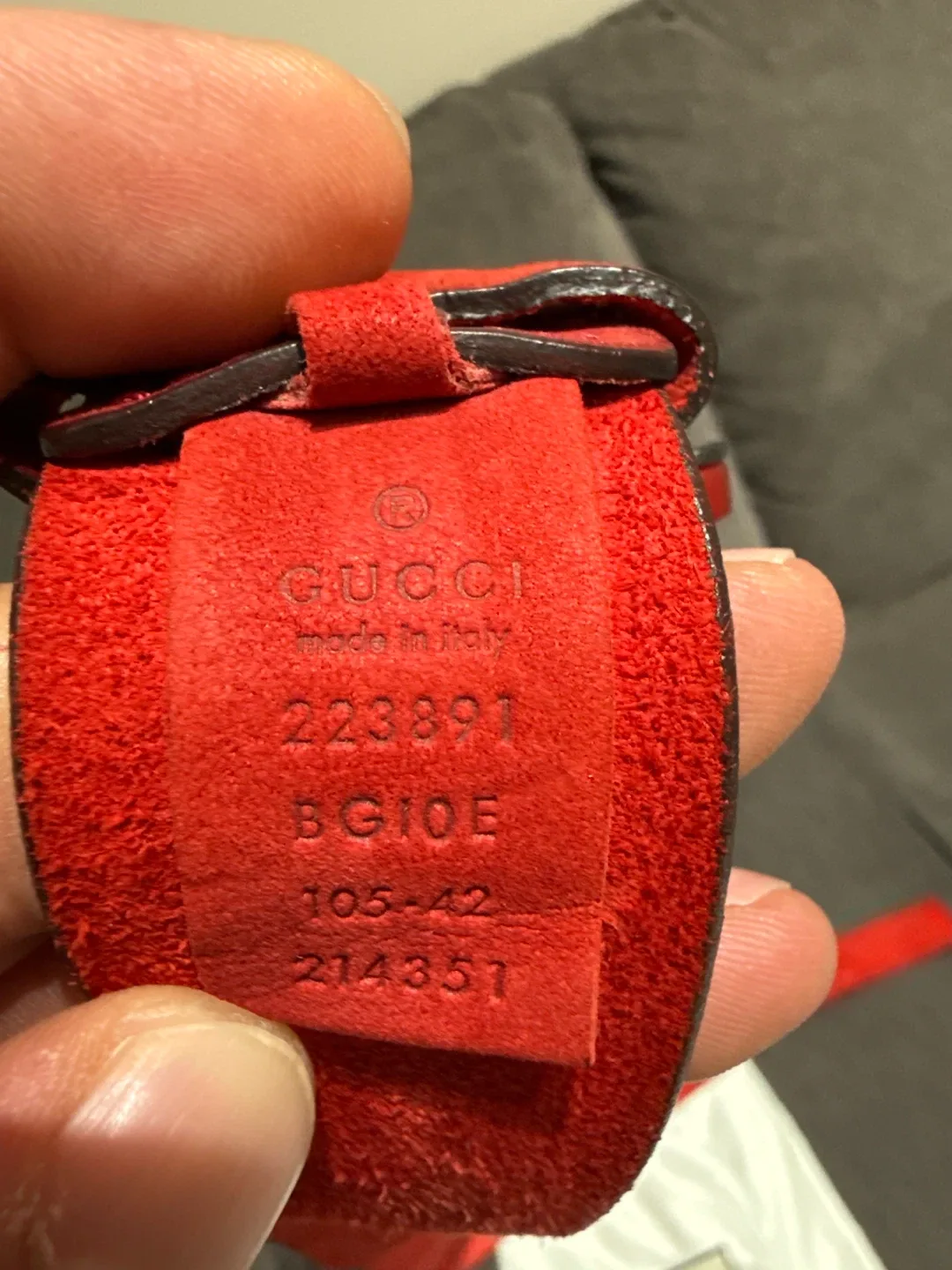 Gucci Red Leather Belt Size 105-42 image indicator(4)