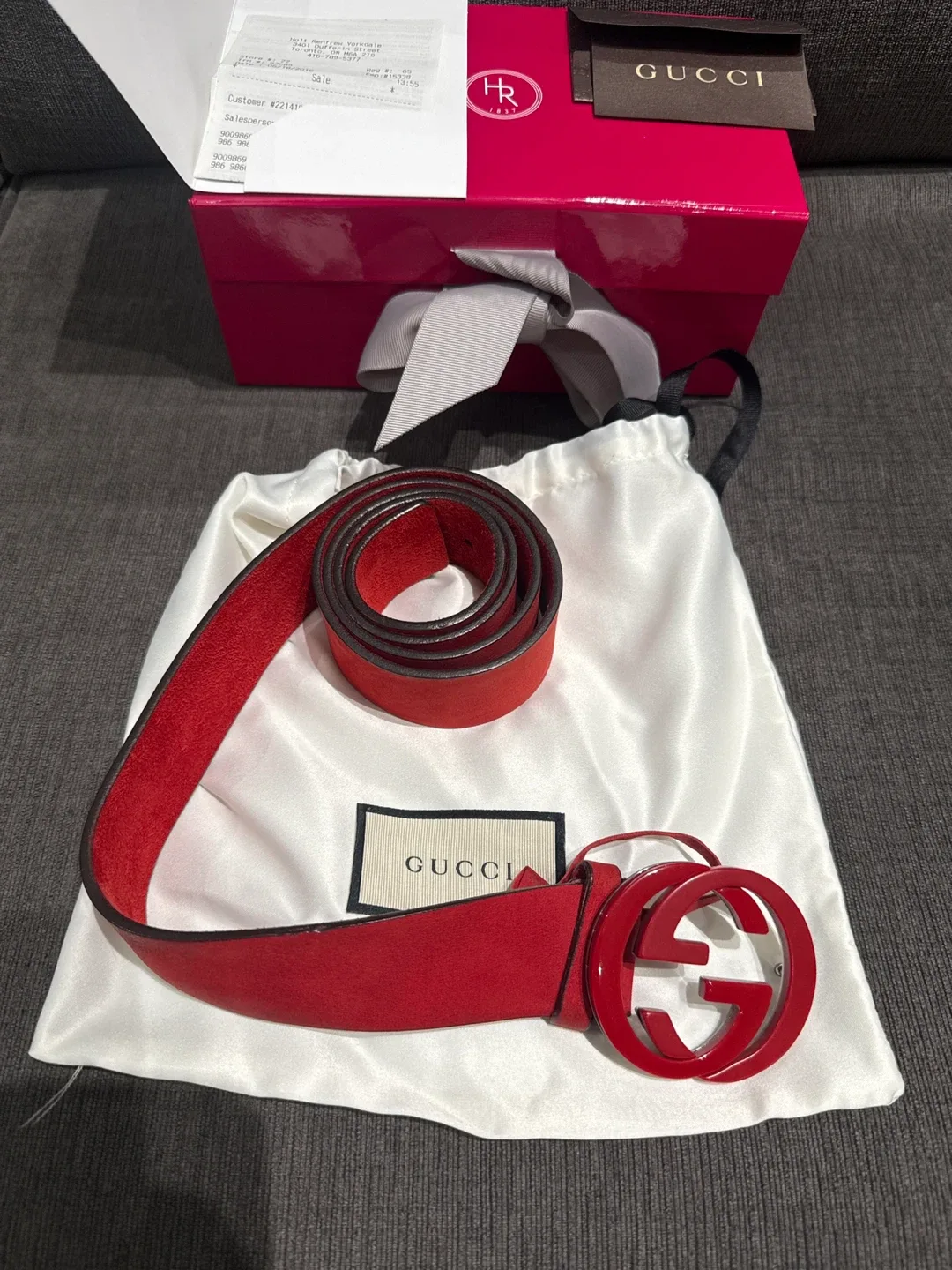 Gucci Red Leather Belt Size 105-42 image indicator(2)