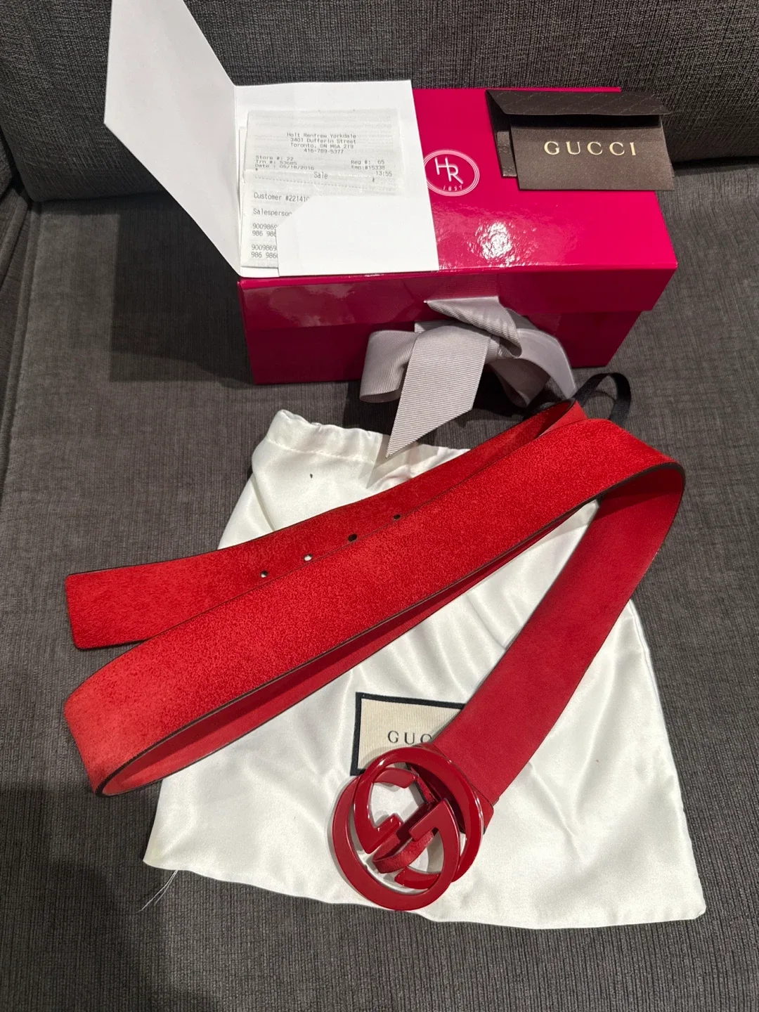 Gucci Red Leather Belt Size 105-42 image indicator(6)