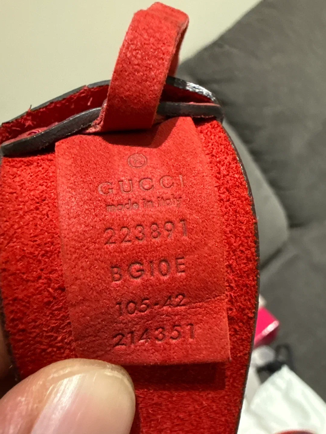 Gucci Red Leather Belt Size 105-42 image indicator(7)
