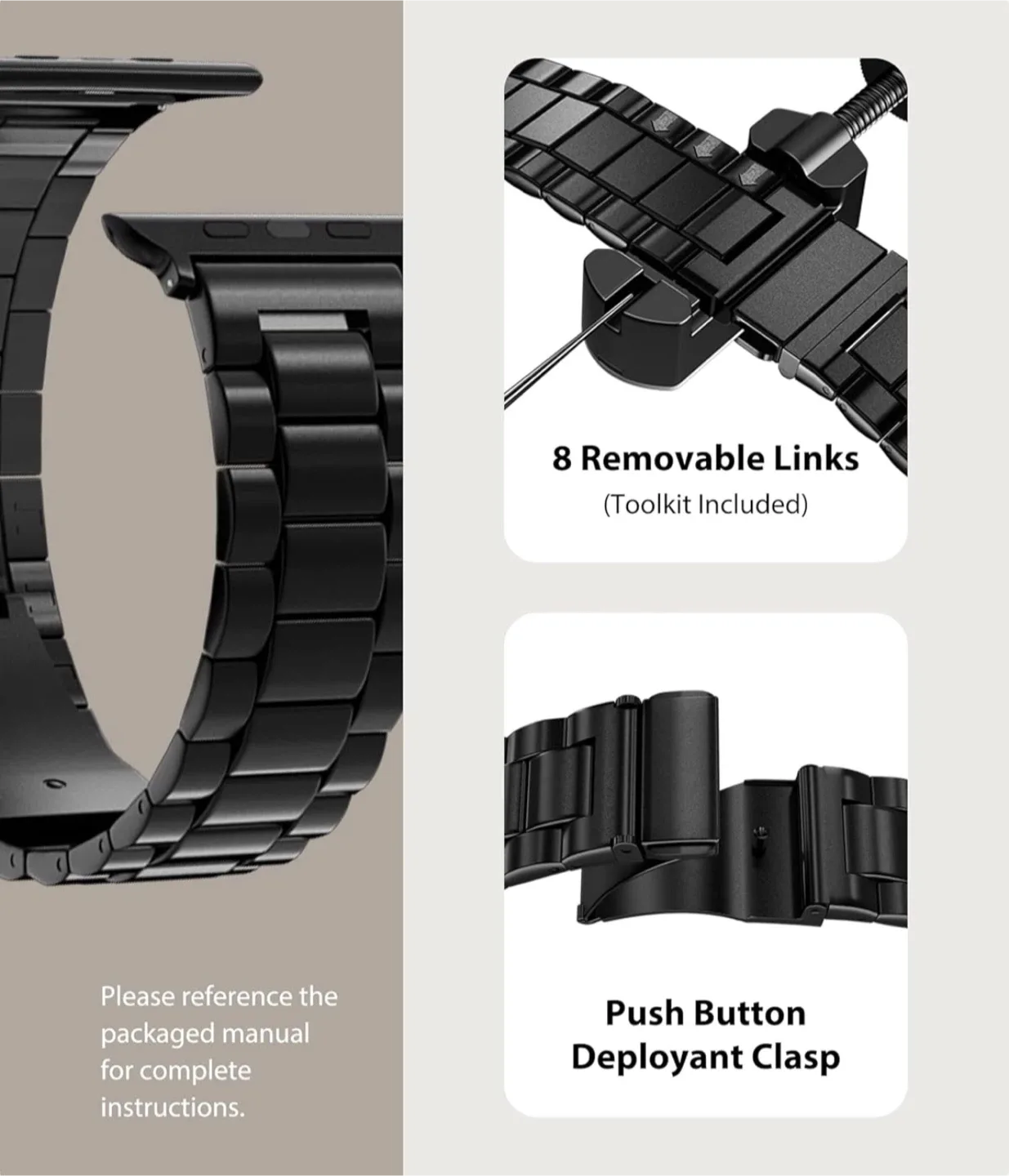 Black Stainless Steel Apple Watch Band with Case image indicator(2)