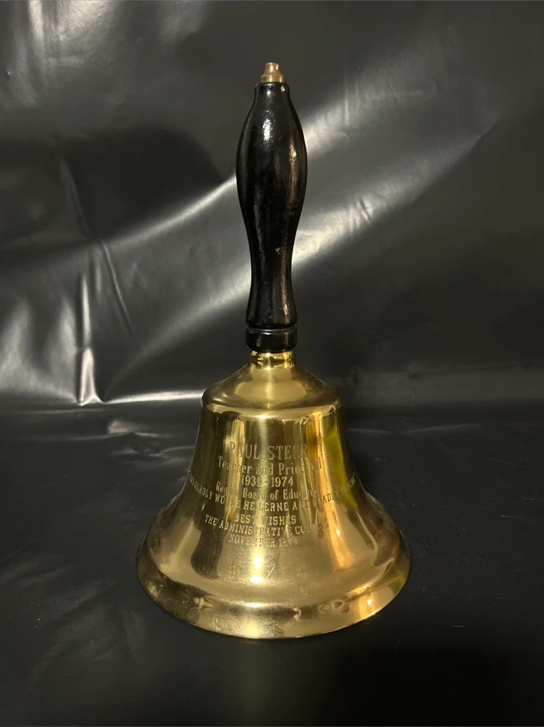 Rare Brass School Bell Regina Board of Education 1974 Principal image indicator(7)