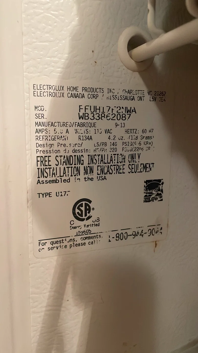 Frigidaire upright freezer image indicator(2)