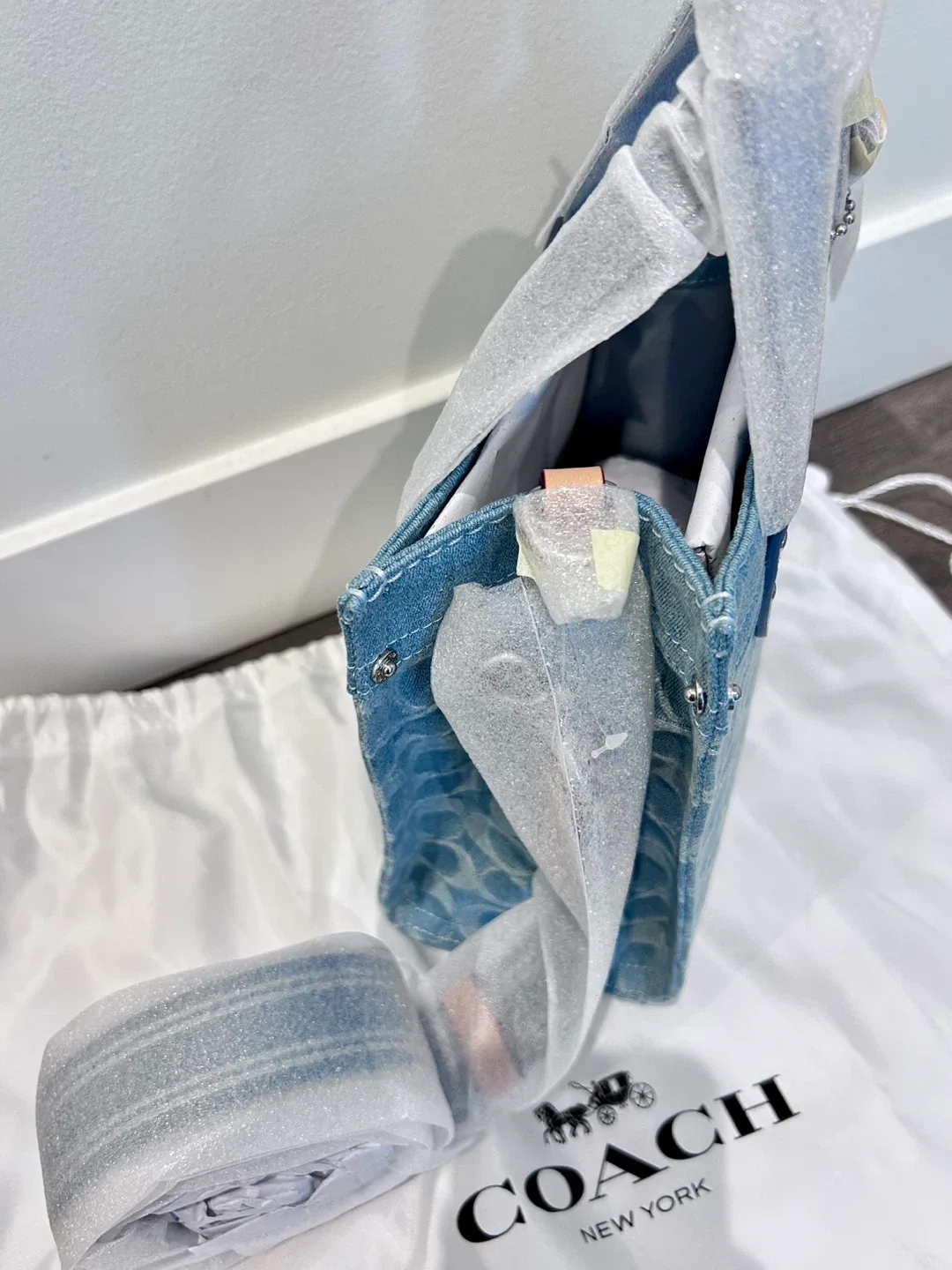 New Coach Denim Floral Tote Bag 22 image indicator(4)